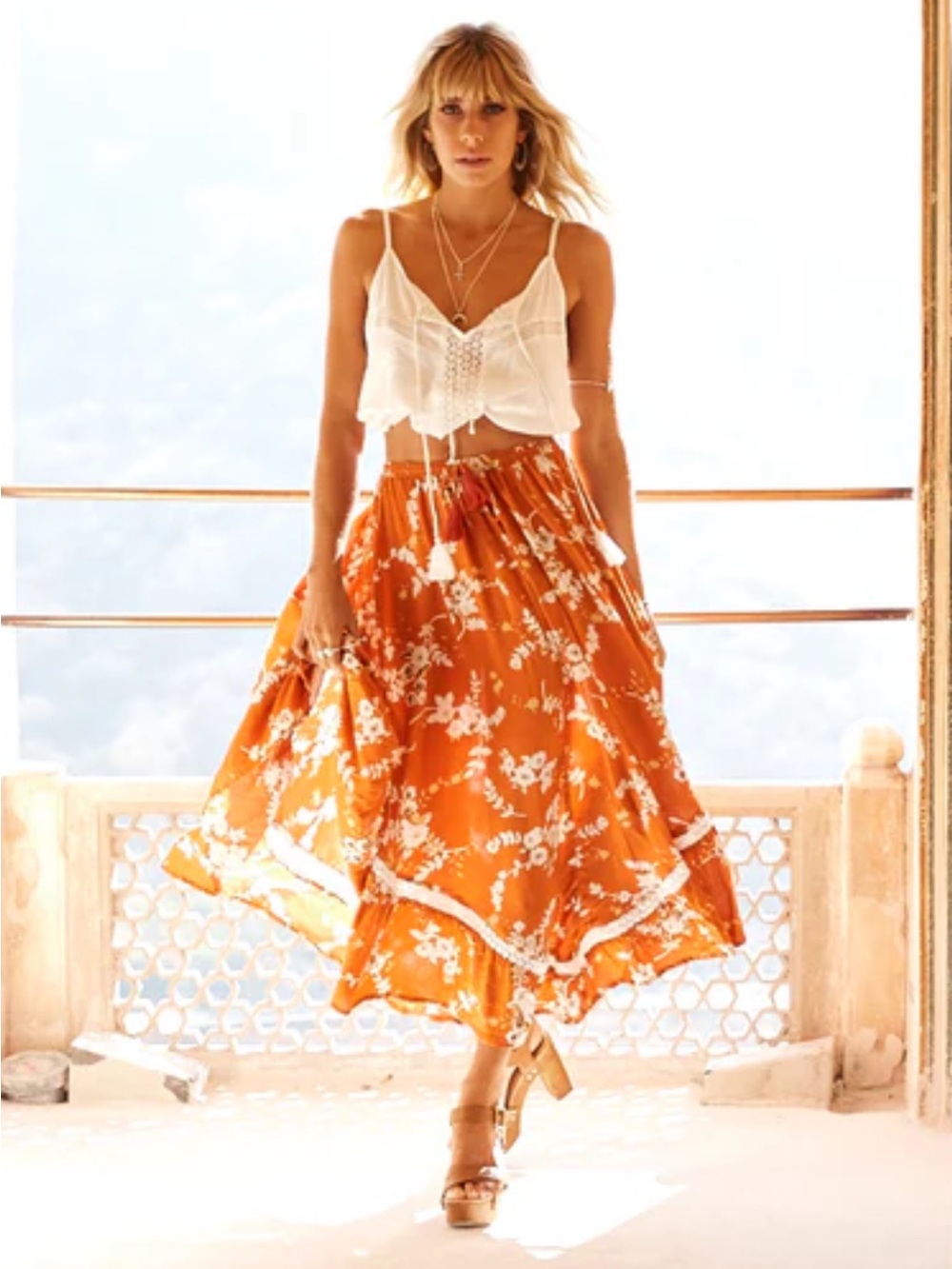 NWOT - Kivari Jaipur Floral Lace Maxi Skirt
